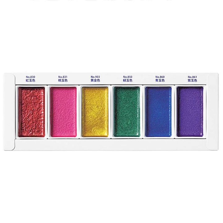 Gansai Tambi Aquarel 6-set Gem Colors in de groep Kunstenaarsmateriaal / Kunstenaarsverf / Aquarelverf bij Voorcrea (101102)