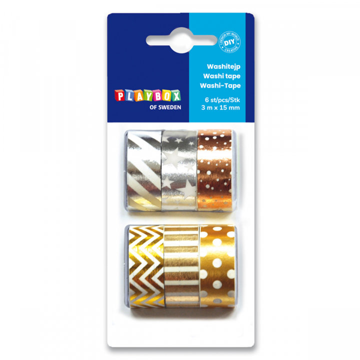 Washi Tape metallic colours 6 pcs in de groep Creëren & Hobby / Hobbytoebehoren / Washi Tape bij Voorcrea (126868)