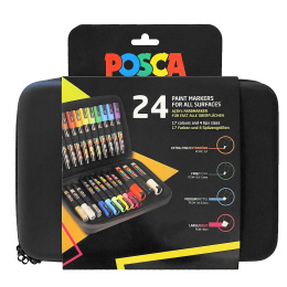 Posca Marker 24-set Rubbercase in de groep Pennen / Kunstenaarspotloden en -stiften / Illustratiemarkers bij Voorcrea (110396)