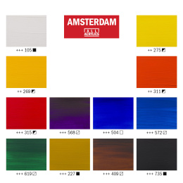 Amsterdam Acrylverf Standard Set 12 x 20 ml in de groep Kunstenaarsmateriaal / Kunstenaarsverf / Acrylverf bij Voorcrea (111757)