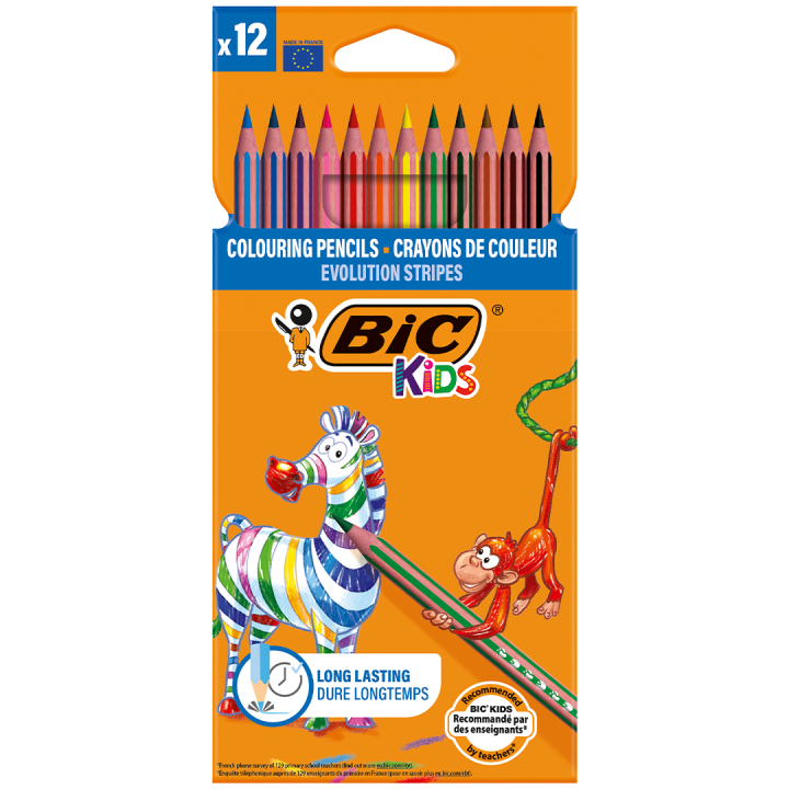 Kids Evolution Stripes Kleurpotloden 12-set (5 jaar+) in de groep Kids / Kinderpotloden en -stiften / Kleurpotloden voor kinderen bij Voorcrea (100244)