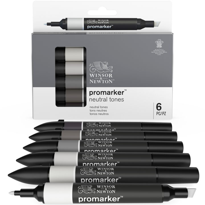 ProMarker 6-set Neutral Grey tones in de groep Pennen / Kunstenaarspotloden en -stiften / Illustratiemarkers bij Voorcrea (100541)