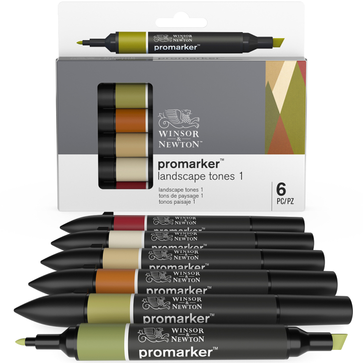 ProMarker 6-set Landscape Tones in de groep Pennen / Kunstenaarspotloden en -stiften / Illustratiemarkers bij Voorcrea (100566)