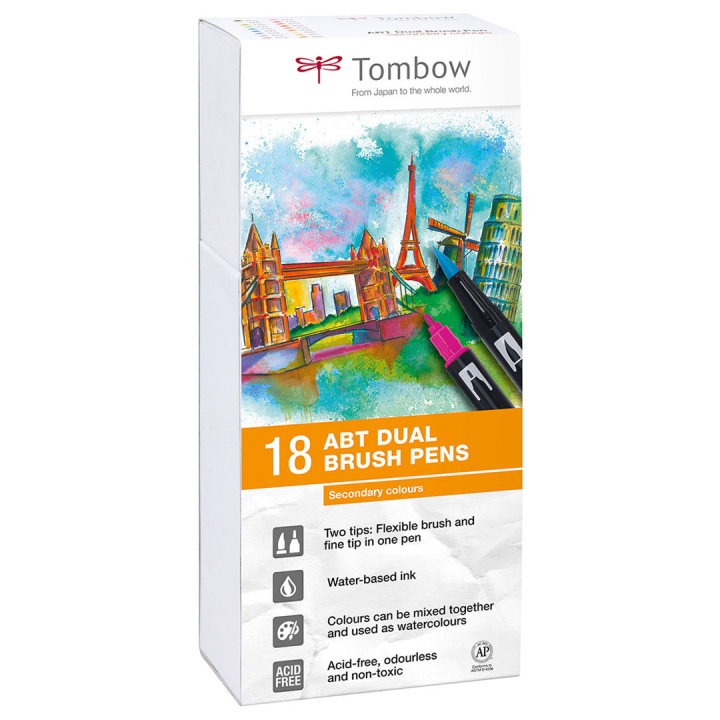 ABT Dual Brush pen 18-set Secondary in de groep Pennen / Kunstenaarspotloden en -stiften / Brushpennen bij Voorcrea (101097)
