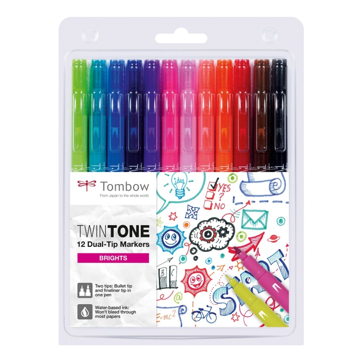TwinTone Marker Bright 12-pack in de groep Pennen / Kunstenaarspotloden en -stiften / Viltstiften bij Voorcrea (101103)