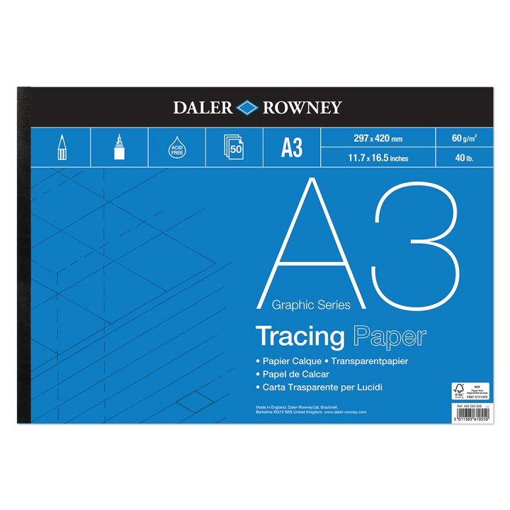 Tracing Paper 60g A3 in de groep Papier & Blokken / Tekenblokken / Tracing en calqueren bij Voorcrea (101462)