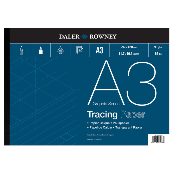 Tracing Paper 90g A3 in de groep Papier & Blokken / Tekenblokken / Tracing en calqueren bij Voorcrea (101463)
