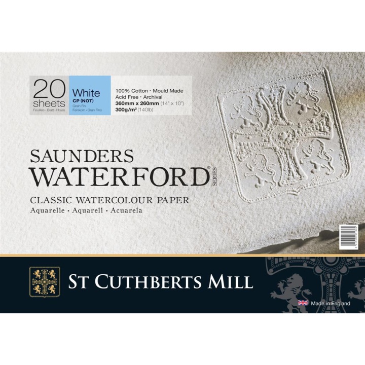 Saunders Waterford Aquarelblok White CP/NOT 36x26 cm 300g in de groep Papier & Blokken / Tekenblokken / Aquarelblokken bij Voorcrea (101513)