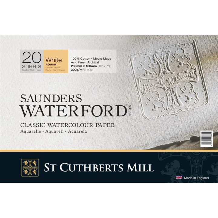 Saunders Waterford Aquarelblok White Rough 26x18 cm 300g in de groep Papier & Blokken / Tekenblokken / Aquarelblokken bij Voorcrea (101514)