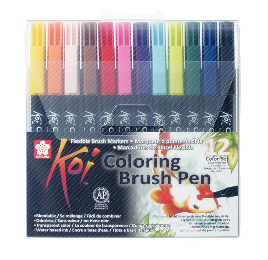 Koi Colouring Brush Pen 12-set in de groep Pennen / Kunstenaarspotloden en -stiften / Penseelstiften bij Voorcrea (102306)