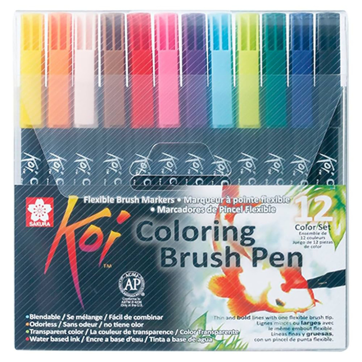 Koi Colouring Brush Pen 12-set in de groep Pennen / Kunstenaarspotloden en -stiften / Brushpennen bij Voorcrea (102306)