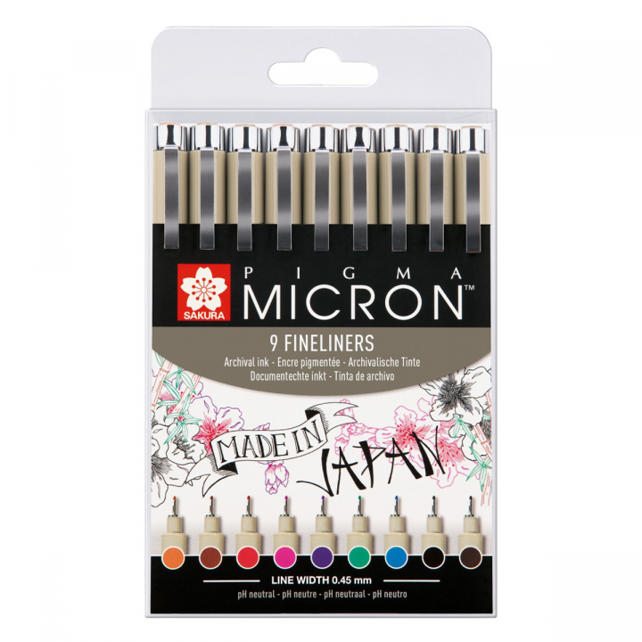 Pigma Micron Fineliner Color 9-pack in de groep Pennen / Schrijven / Fineliners bij Voorcrea (103306)