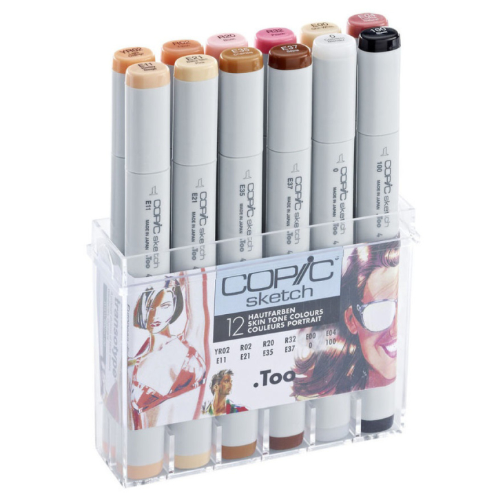 Sketch 12-set Skin tones in de groep Pennen / Kunstenaarspotloden en -stiften / Illustratiemarkers bij Voorcrea (103313)