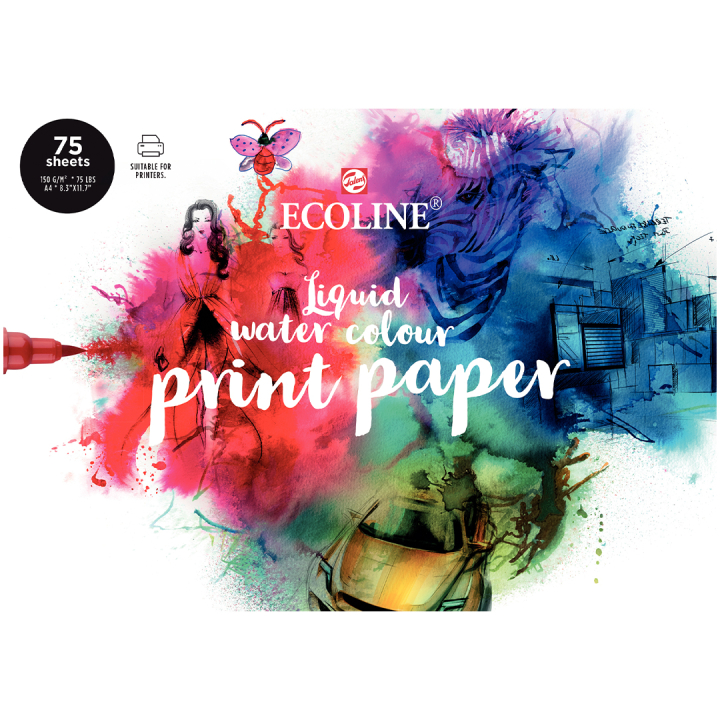 Ecoline Print Paper 75-pack in de groep Papier & Blokken / Tekenblokken / Aquarelblokken bij Voorcrea (103786)