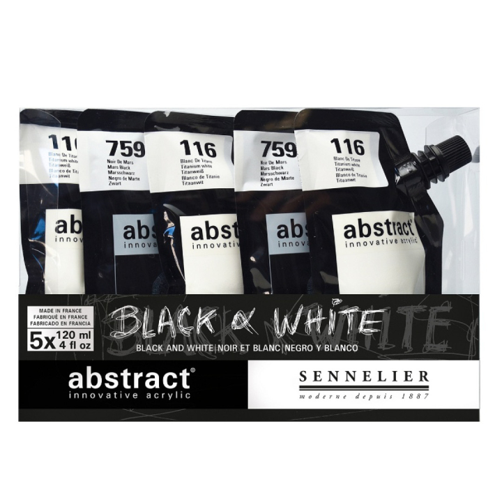 Abstract Acrylverf Black & White in de groep Kunstenaarsmateriaal / Kunstenaarsverf / Acrylverf bij Voorcrea (106258)