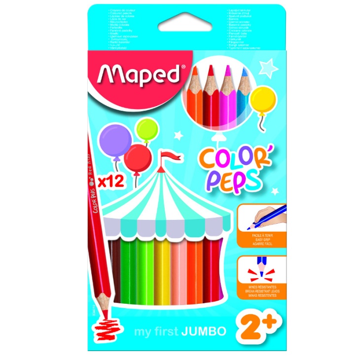 Color Peps Kleurpotloden 12-set (2 jaar+) in de groep Kids / Kinderpotloden en -stiften / Kleurpotloden voor kinderen bij Voorcrea (108767)