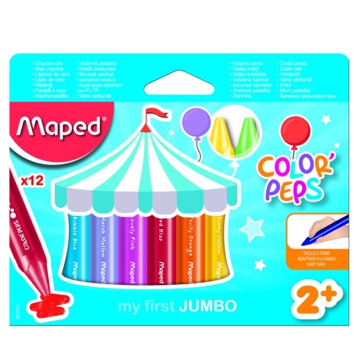 Color'Peps Waskrijtjes 12-set Jumbo (2 jaar+) in de groep Kids / Kinderpotloden en -stiften / Kinderkrijtjes bij Voorcrea (108775)