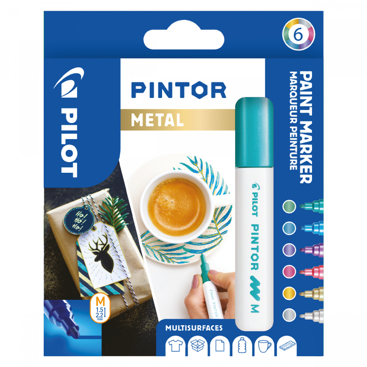 Pintor Medium 6-pack Metal in de groep Pennen / Kunstenaarspotloden en -stiften / Illustratiemarkers bij Voorcrea (109495)