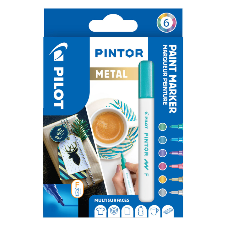 Pintor Fine 6-pack Metallic in de groep Pennen / Kunstenaarspotloden en -stiften / Illustratiemarkers bij Voorcrea (109498)