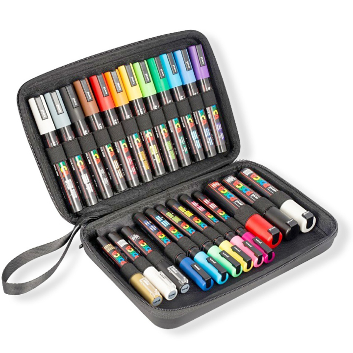 Posca Marker 24-set Rubbercase in de groep Pennen / Kunstenaarspotloden en -stiften / Illustratiemarkers bij Voorcrea (110396)