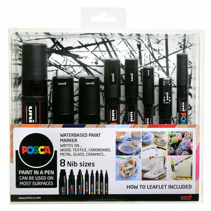 Posca Marker Black - Set of 8 in de groep Pennen / Kunstenaarspotloden en -stiften / Illustratiemarkers bij Voorcrea (110418)