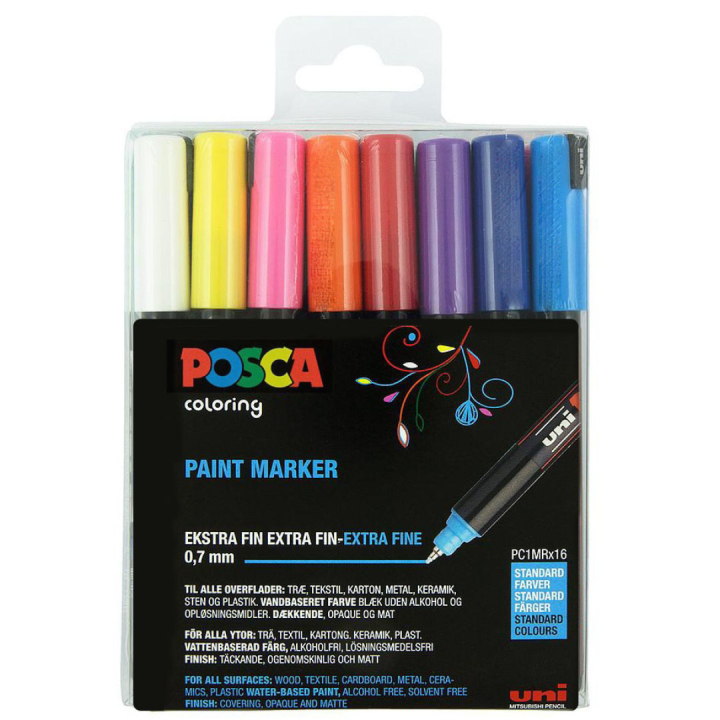 Posca PC-1MR Standard Colours 16-set in de groep Pennen / Kunstenaarspotloden en -stiften / Illustratiemarkers bij Voorcrea (110424)