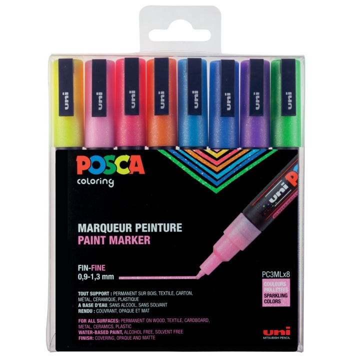 Posca PC-3M Sparkling tones 8-set in de groep Pennen / Kunstenaarspotloden en -stiften / Illustratiemarkers bij Voorcrea (110429)