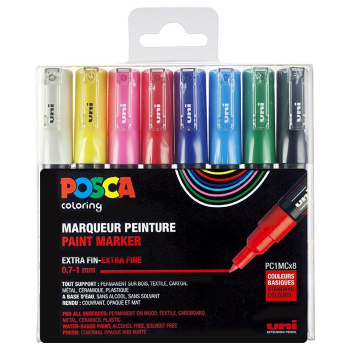 Posca PC-1MC Standard Colours 8-set in de groep Pennen / Kunstenaarspotloden en -stiften / Illustratiemarkers bij Voorcrea (110436)