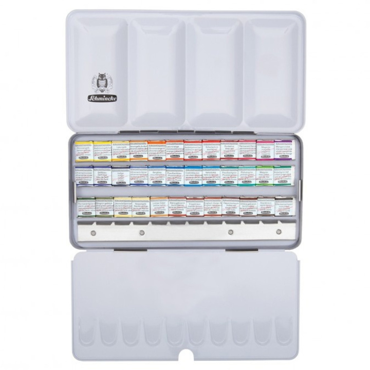 Horadam Aquarell Metal 36-set + 12 lege plekken in de groep Kunstenaarsmateriaal / Kunstenaarsverf / Aquarelverf / Aquarelverf in napje bij Voorcrea (110729)