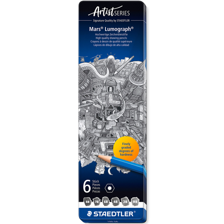 Mars Lumograph 100 6-set in de groep Kunstenaarsmateriaal / Krijt en potloden / Grafiet en potloden bij Voorcrea (110878)