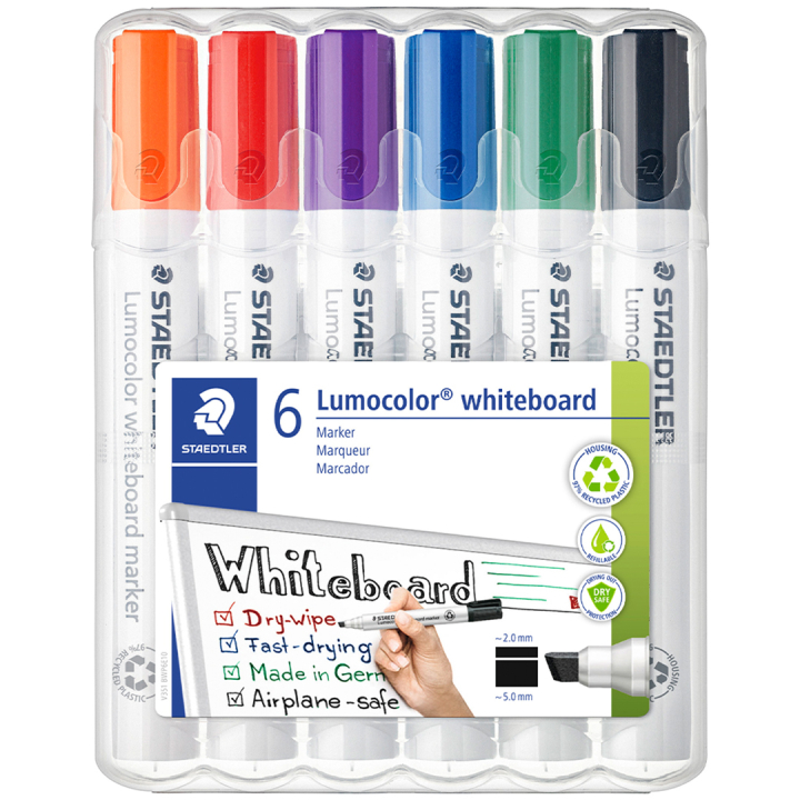 Lumocolor Whiteboard marker Chisel 6-pack in de groep Pennen / Labelen en kantoor / Whiteboardstiften bij Voorcrea (111002)