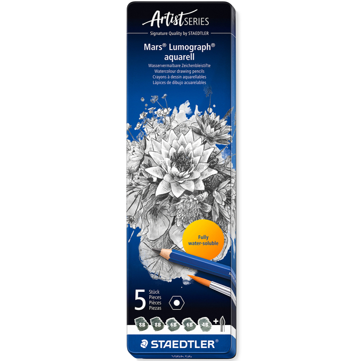 Mars Lumograph Aqua 5-pack in de groep Pennen / Kunstenaarspotloden en -stiften / Aquarelpotloden bij Voorcrea (111230)