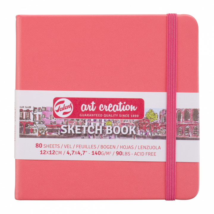 Sketchbook Coral Red 12x12 cm in de groep Papier & Blokken / Tekenblokken / Schetsboeken bij Voorcrea (111769)