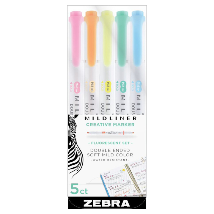 Mildliner 5-pack Fluorescent in de groep Pennen / Kunstenaarspotloden en -stiften / Illustratiemarkers bij Voorcrea (112551)