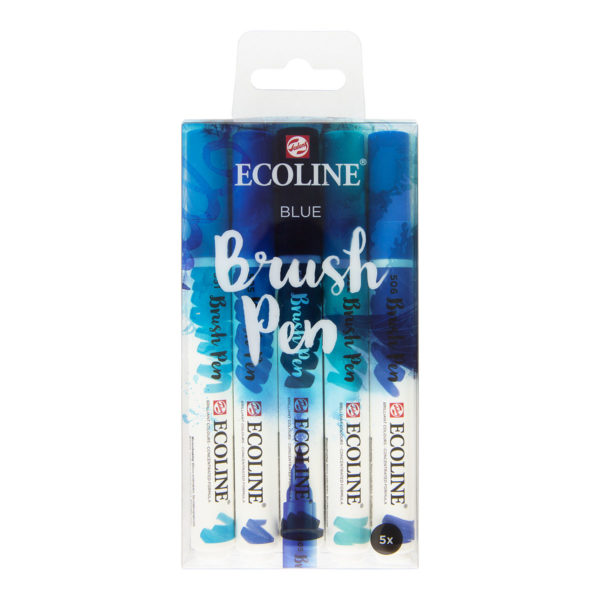 Ecoline Brush Pen Blue 5-pack in de groep Pennen / Kunstenaarspotloden en -stiften / Penseelstiften bij Voorcrea (112558)