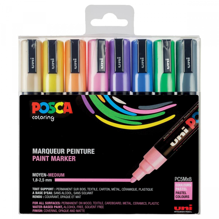 Posca PC-5M Pastel 8-set in de groep Pennen / Kunstenaarspotloden en -stiften / Illustratiemarkers bij Voorcrea (112633)