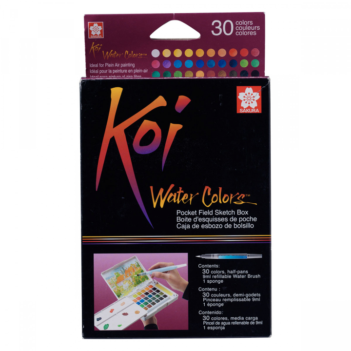 Koi Verfseta Water Colors Sketch Box 30 + Penseel in de groep Kunstenaarsmateriaal / Verf / Aquarelverf bij Voorcrea (125615)