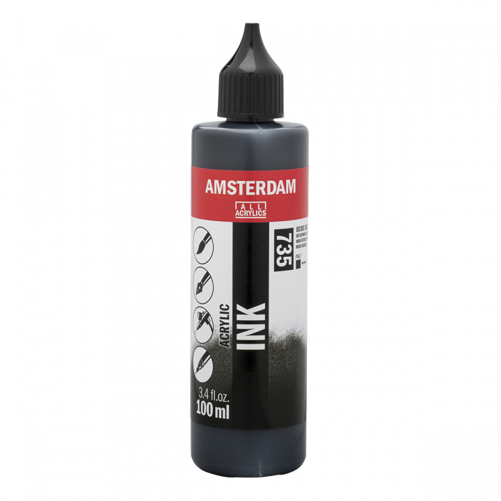 Acryl Ink 100 ml Oxide Black in de groep Kunstenaarsmateriaal / Kunstenaarsverf / Acrylverf bij Voorcrea (125676)