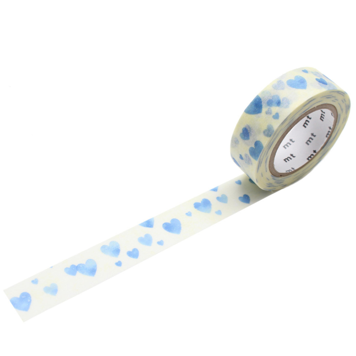 Washitape Heart Stamp Blue in de groep Creëren & Hobby / Hobbytoebehoren / Washi Tape bij Voorcrea (126356)
