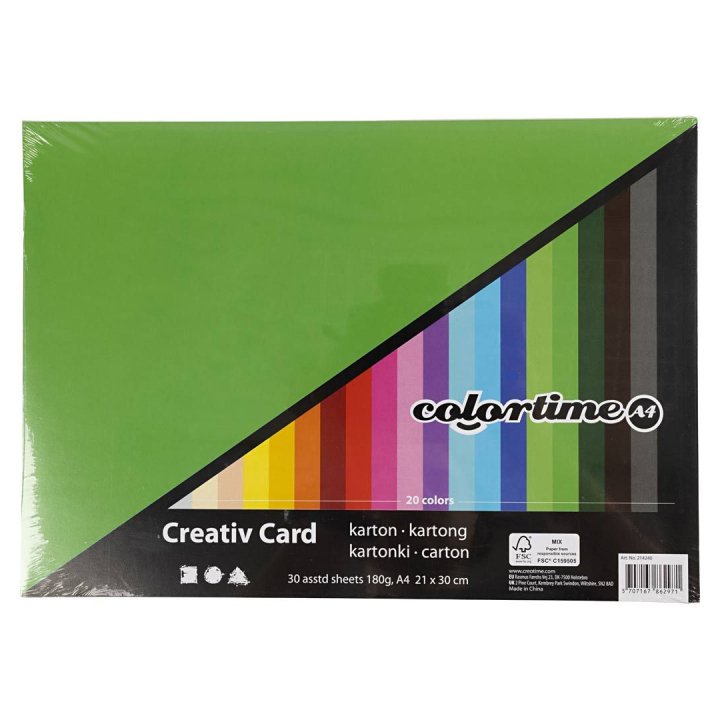 Gekleurd papier basic A4 180 g in de groep Kids / Leuk en leerzaam / Knutselpapier & Tekenblok voor kinderen / Gekleurd papier voor kinderen bij Voorcrea (126470)