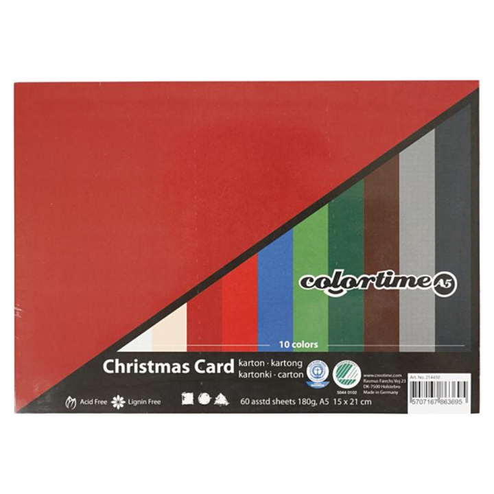 Gekleurd Papier Kerst A5 180 g in de groep Papier & Blokken / Tekenblokken / Gekleurd papier bij Voorcrea (126583)
