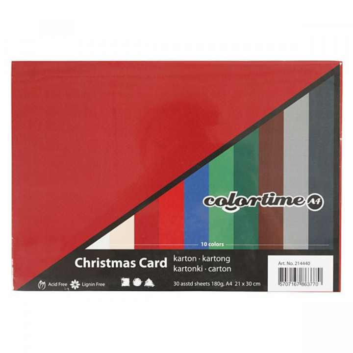 Gekleurd Papier Kerst A4 180 g in de groep Papier & Blokken / Tekenblokken / Gekleurd papier bij Voorcrea (126584)
