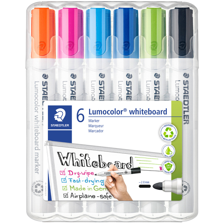 Lumocolor Whiteboard marker 6-pack 2 mm in de groep Pennen / Labelen en kantoor / Whiteboardstiften bij Voorcrea (126606)