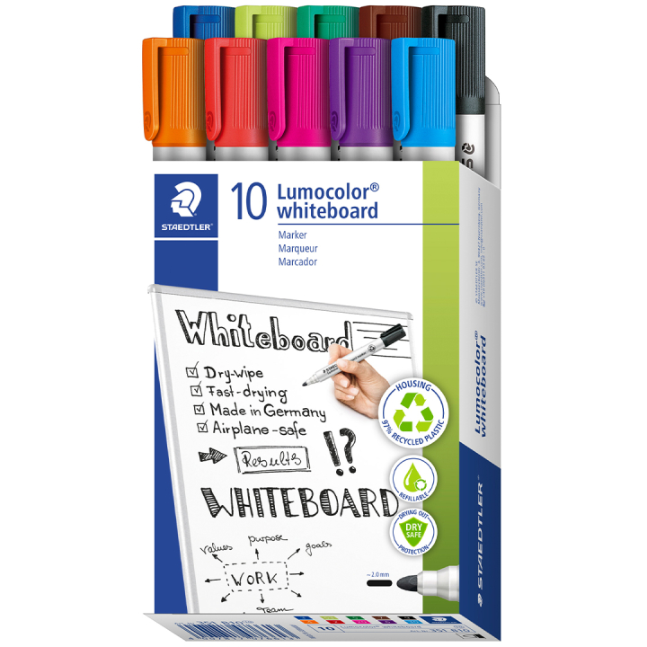 Lumocolor Whiteboard marker 10-pack 2 mm in de groep Pennen / Labelen en kantoor / Whiteboardstiften bij Voorcrea (126607)