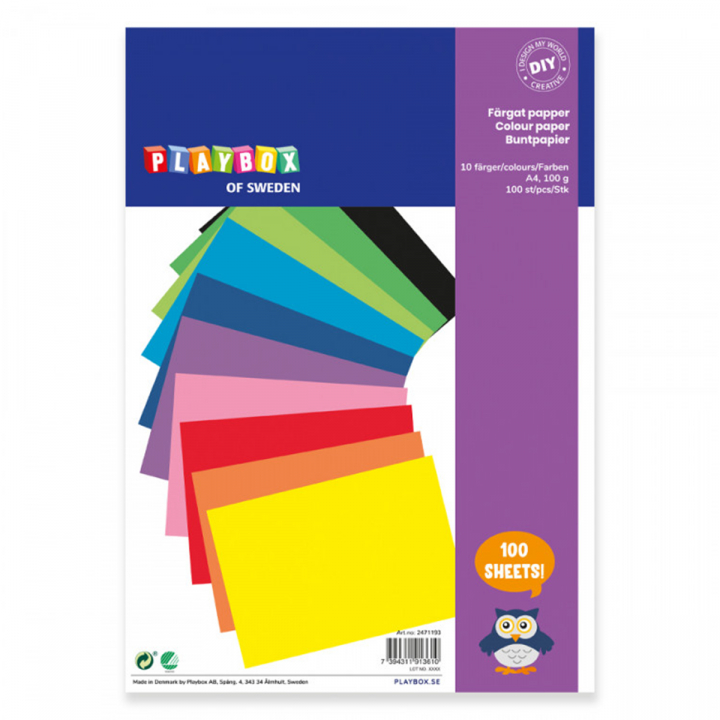 Colored paper A4 100 pcs in de groep Papier & Blokken / Tekenblokken / Gekleurd papier bij Voorcrea (126833)