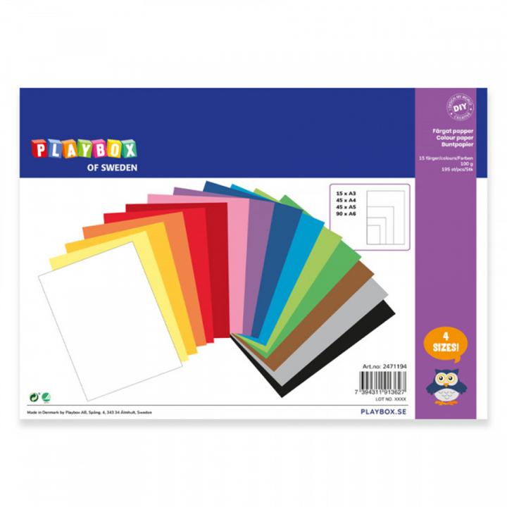 Colored paper 195 pcs in de groep Papier & Blokken / Tekenblokken / Gekleurd papier bij Voorcrea (126834)