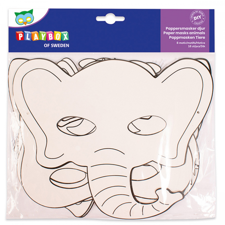 Paper Masks Animals 16 pcs in de groep Kids / Leuk en leerzaam / Kinderfeestjes bij Voorcrea (126870)