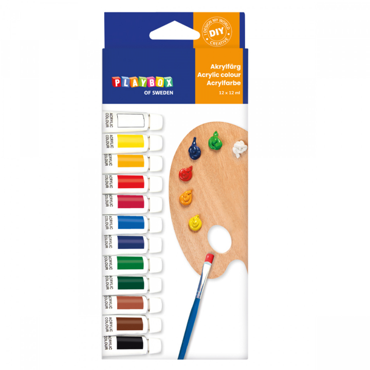 Acrylic Paint 12 colours 12 ml in de groep Kids / Knutselspullen en verf voor kinderen / Kinderverf bij Voorcrea (126873)