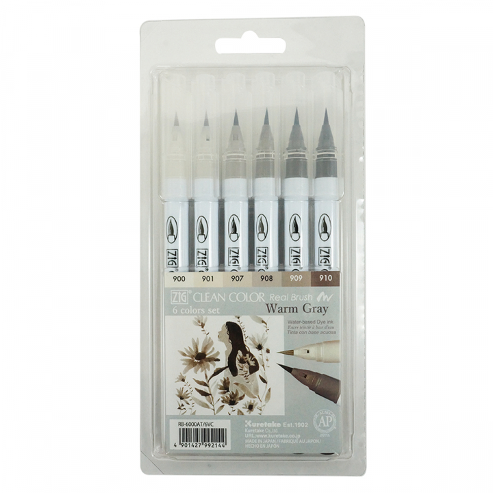 Clean Color Real Brush 6-pack in de groep Pennen / Kunstenaarspotloden en -stiften / Aquarelpotloden bij Voorcrea (126933)