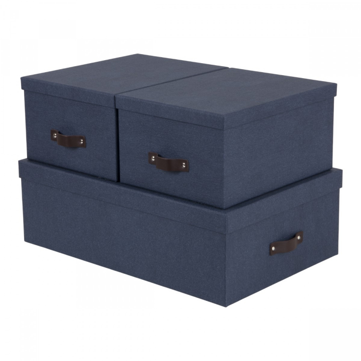 Inge Storage Box set of 3 Blue in de groep Creëren & Hobby / Organiseren / Opbergdozen bij Voorcrea (127311)